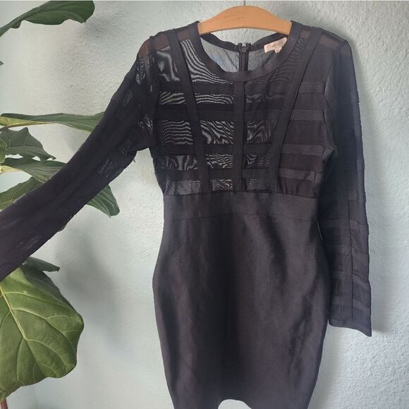 Chocolate bodycon mesh top midi dress - Picture 7 of 16